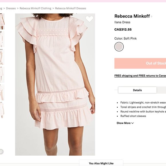 NWTs Rebecca Minkoff Pink Ruffle Dress - Picture 1 of 3